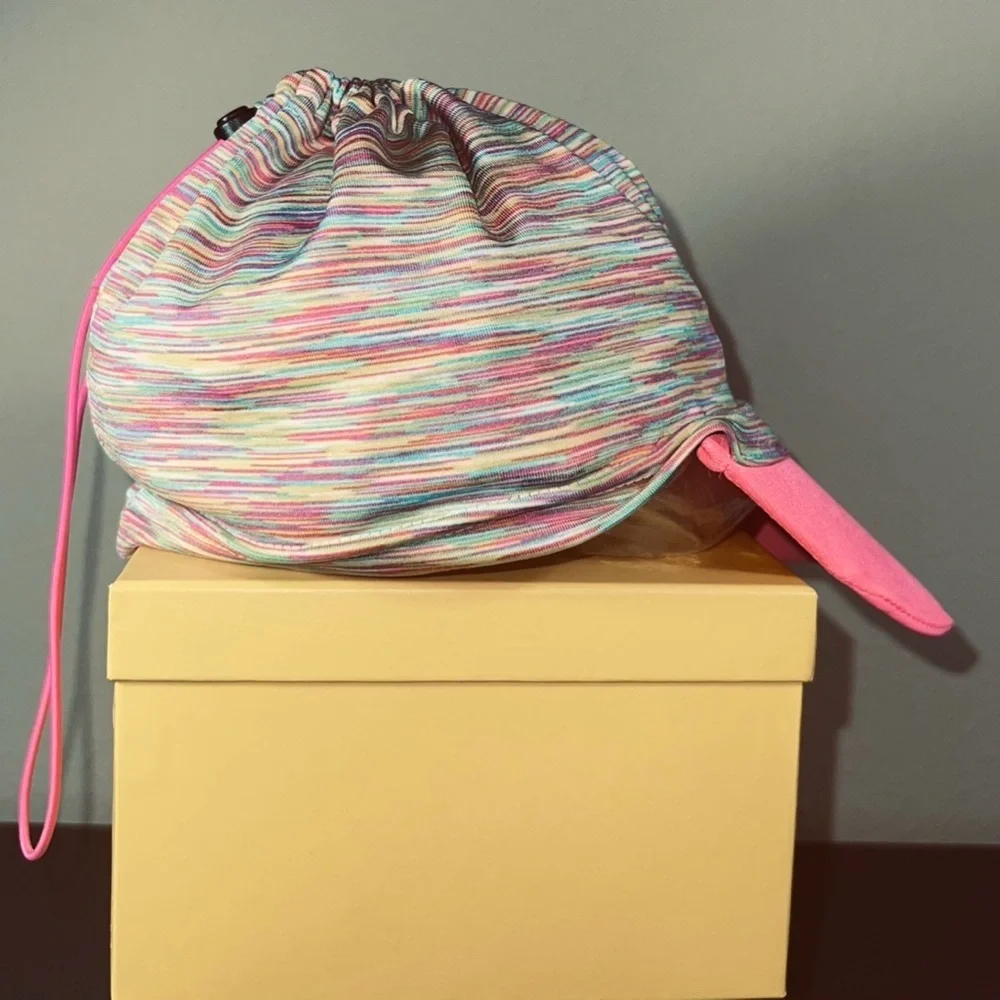 Girls Ponytail Visor Hat Pink Multicolor Stretch Knit Sun Visor OS by Ünder